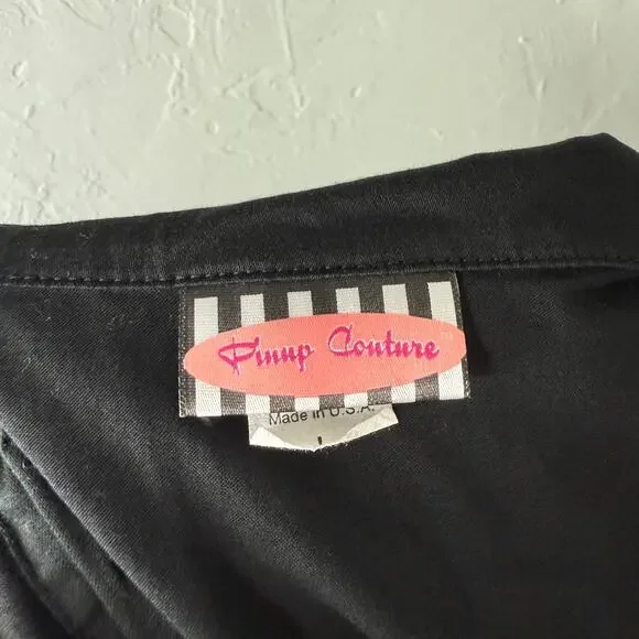 Pinup Couture Womens Dress Large Retro Pinup Cotton Blend Collar S/S Stretch H7 - Picture 7 of 8